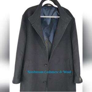 Nordstrom Men's Cashmere & Wool Coat Sz 48R Navy Button Pockets Winter Career